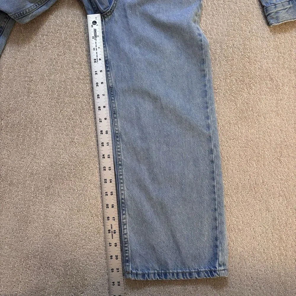 ZARA Girls Sz 9 Denim Blue Jean Utility Jumpsuit Wide Leg Streetwear